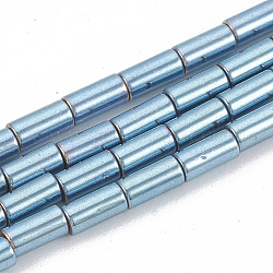 Galvanisieren unmagnetische synthetischen Hämatitkornen Stränge, Kolumne, in Blau Plattiert, 8x2 mm, Bohrung: 0.8 mm, ca. 50 Stk. / Strang, 15.7 Zoll