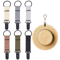 Gomakerer 6 clip per cappello in lega di 6 colori per il viaggio, con cinturino in nylon e chiusura in plastica, colore misto, 150mm, 1pc / color
