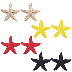 ANATTASOUL 4 Pair 4 Colors Alloy Starfish Dangle Stud Earrings with 304 Stainless Steel Pins, Mixed Color, 53x55mm, 1 Pair/color
