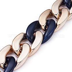 Cadenas de acera hechas a mano, cadenas retorcidas, con anillos de enlace acrílicos y anillos de enlace de plástico ccb, para la fabricación de la joya, azul de Prusia, link: 29x21x6 mm, 30x21x6mm, 39.37 pulgada (1 m) / hebra