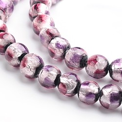 Handgefertigte Silberfolie Glas runde Perlen, Distel, 8 mm, Bohrung: 1 mm