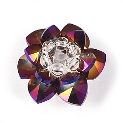 Glas gewebt Perlen, Cluster-Perlen, Lotus, Indigo, 35x19 mm, Bohrung: 8 mm
