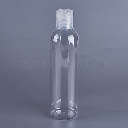 プラスチック詰め替え可能な化粧品エマルジョンボトル  フリップキャップ付き  コラム  透明  18.3x4.75cm  容量：約250ミリリットル