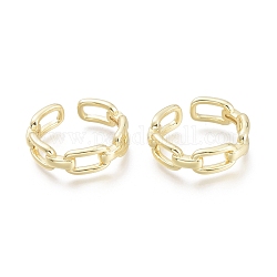 Anelli gemelli in ottone, anelli aperti, forma di catena portacavi, vero placcato oro 18k, formato 7, diametro interno: 17mm