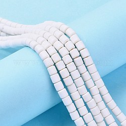 Chapelets de perles en pâte polymère, colonne, blanc, 5~7x6mm, Trou: 1.5~2mm, Environ 61~69 pcs/chapelet, 15.74 pouce