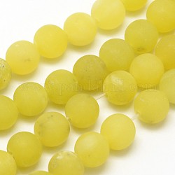 Limone naturale perle tonde giada fili, smerigliato, tondo, 8mm, Foro: 1 mm, circa 48pcs/filo, 15.1 pollice