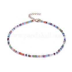 Colliers de perles en verre, avec fermoirs à pince de homard en alliage de zinc et rallonge de chaîne en fer, colorées, 13.2 pouce (33.5 cm)