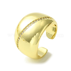 Открытое кольцо-манжета из латуни с микропаве из кубического циркония, широкая полоса кольца, реальный 16k позолоченный, размер США 7 3/4 (17.9 мм)