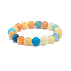 Natürliches, verwittertes (gefärbtes) rundes Perlen-Stretch-Armband, Edelsteinschmuck für Damen, Blau, Innendurchmesser: 2-1/8 Zoll (5.3 cm), Perlen: 10 mm