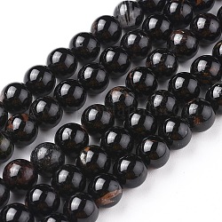 Natürliche schwarze Turmalin Perlen Stränge, Runde, 8 mm, Bohrung: 0.8 mm, ca. 48 Stk. / Strang, 15.3 Zoll (39 cm)