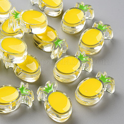 Abalorios de acrílico esmalte transparente, piña, amarillo, 25x15x9mm, agujero: 3.5 mm