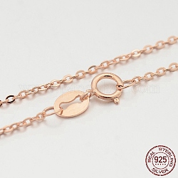 925 Sterling Silver Cable Chain Necklaces, with Spring Ring Clasps, Thin Chain, Rose Gold, 457x1mm