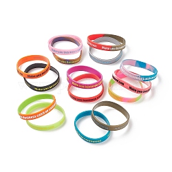 Muestra de pulseras de pulseras de silicona, Pulseras de cordón, color mezclado, 2-1/4 pulgada ~ 2-1/2 pulgadas (58~65 mm), 10 PC / sistema