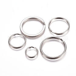 Iron Split Key Ring, Keychain Clasp Findings, Platinum, 15~30x2~2.9mm, Inner Diameter: 12~25.8mm, about 225pcs/450g