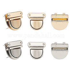 PandaHall 8 Sets Alloy Bag Lock Twist Lock Light Gold Tuck Lock Bag Clasp Accessories for Leather Bag DIY, Golden/Platinum