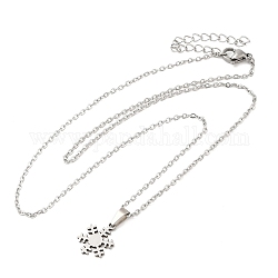 306 collier pendentif en acier inoxydable pour femme, flocon de neige, 17.72 pouce (45 cm), pendentifs: 13.5x10mm.