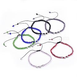 Nylon regolabile bracciali intrecciati cavo di perline, con perle di vetro trasparente mezzo lavorato a mano e perle di stile tibetano, stella, colore misto, 2-1/8 pollice (5.4 cm)