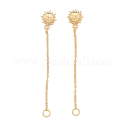 Perles en laiton, avec la chaîne, sans nickel, fleur, véritable 14k plaqué or, 67mm