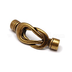 Tibetan Style Zinc Alloy Magnetic Clasps, Nickel Free, Antique Bronze, 36x13x6.5mm, Hole: 4mm