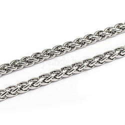 3.28 Feet 304 Stainless Steel Wheat Chains, Foxtail Chain, Unwelded, Stainless Steel Color, 6x4x1mm