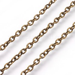 Chaînes de câble de fer, pour le bricolage fabrication de bijoux, avec bobine, non soudée, ovale, sans plomb, bronze antique, 3x2x0.5mm, environ 328.08 pied (100 m)/rouleau