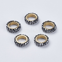Perline strass polimero argilla, con accessori di ottone, anello, oro, ematite, 10x3mm, Foro: 6 mm