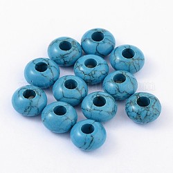 Edelstein Perlen europäischen, Türkis, ohne Kern, Großloch perlen, Rondell, Verdeck blau, 14x8 mm, Bohrung: 5 mm