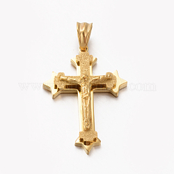 Thème de pâques nouveau cadeau 201 pendentifs croix crucifix en acier inoxydable, or, 33x23x7mm, Trou: 5x7mm