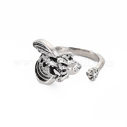 Мужское кольцо-манжета из сплава со змеиной оберткой, массивное кольцо с изображением животных, без кадмия и без свинца, античное серебро, размер США 7 1/4 (17.5 мм)