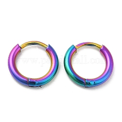 Orecchini a cerchio Huggie da donna con placcatura ionica (ip) in lega di titanio, colore arcobaleno, 12 gauge, 12x2mm