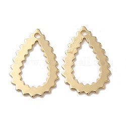 Teardrop Brass Pendants, Long-Lasting Plated, Rack Plating, Real 14K Gold Plated, 16x11x0.7mm, Hole: 1.2mm