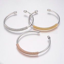 Bracelets manchettes bracelets jonc avec boule en 304 acier inoxydable, couleur mixte, 51x57 mm (2 pouces x 2-1/4 pouces)