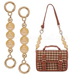 Chaîne d'extension de sac, avec des perles en plastique ABS et des anneaux de porte à ressort en alliage d'or léger, pour les accessoires de remplacement de sac, blé, 14.3 cm
