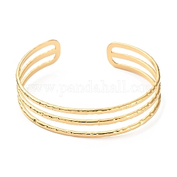 304 bracelet manchette triple ligne en acier inoxydable, or, diamètre intérieur: 2-3/8 pouce (6 cm)