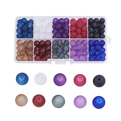 Abalorios de vidrio transparentes, esmerilado, redondo, color mezclado, 8mm, agujero: 1.3~1.6 mm, aproximamente 200~205 unidades / caja