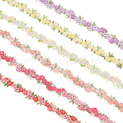 Pandahall elite 6 iarde 6 colori nastro di pizzo ricamato in poliestere fiore, decorazione di accessori di abbigliamento, colore misto, 5/8 pollice (15 mm), 1 metro / colore