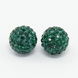 Grado A perlas de rhinestone, Pave bolas de discoteca, resina y arcilla de China, redondo, verde, pp11 (1.7~1.8 mm), 10mm, agujero: 1.5 mm