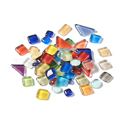 Cabujones de vidrio de azulejos de mosaico, Para decoración del hogar o manualidades de diy, forma mixta, color mezclado, 8~15x6~29x4~6mm, aproximamente 600 unidades / 1000 g