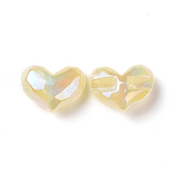 Perles acryliques opaques, de couleur plaquée ab , facette, cœur, champagne jaune, 26x34.5x16mm, Trou: 4mm