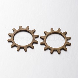 Tibetan Style Alloy Steampunk Pendants, Cadmium Free & Nickel Free & Lead Free, Wheel Gear, Antique Bronze, 20x1mm