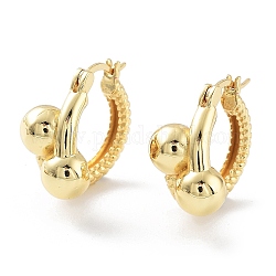 Round Rack Plating Brass Hoop Earrings for Women, Long-Lasting Plated, Lead Free & Cadmium Free, Real 18K Gold Plated, 20.5x21x12.5mm