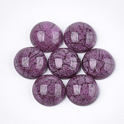 Cabochons en résine scintillante, style craquelé, demi-rond, violet, 16x7mm