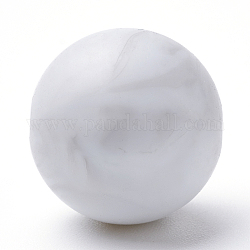 Perles focales en silicone écologiques de qualité alimentaire, ronde, gainsboro, 18~20mm, Trou: 2mm