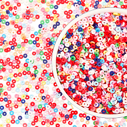 Perles d'argile polymère faites à la main de superfindings, disque / plat rond, perles heishi, couleur mixte, 3x1mm, Trou: 1mm, Environ 380~400 pcs/chapelet, 17.7 pouce, 8 brins / boîte