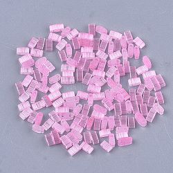 2 agujero abalorios de la semilla de cristal, ojo imitación gato, Rectángulo, color de rosa caliente, 4.5~5.5x2x2~2.5mm, agujero: 0.5~0.8 mm