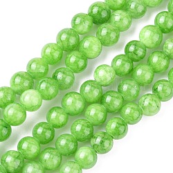Natur Mashan Jade runde Perlen Stränge, gefärbt, hellgrün, 6 mm, Bohrung: 1 mm, ca. 69 Stk. / Strang, 15.7 Zoll