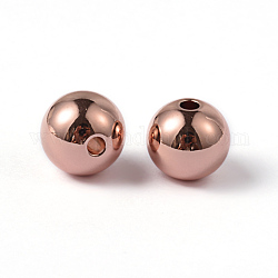 Revestimiento iónico redondo (ip) 202 cuentas de acero inoxidable, oro rosa, 10mm, agujero: 2 mm