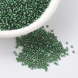 Perline miyuki delica, cilindro, perline giapponesi, 11/0, (smeraldo foderato argento tinto db0605), 1.3x1.6mm, Foro: 0.8 mm, circa 20000pcs/scatola, 100 g / borsa