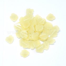 Charms in vetro di giada imitazione, petalo a forma di pesce, giallo champagne, 16x14.5x2.5mm, Foro: 1 mm