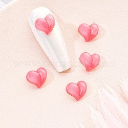 Cabochons in resina, cuore di pesca, nail art accessori decorativi, rosa caldo, 8x8mm, 10pcs/scatola